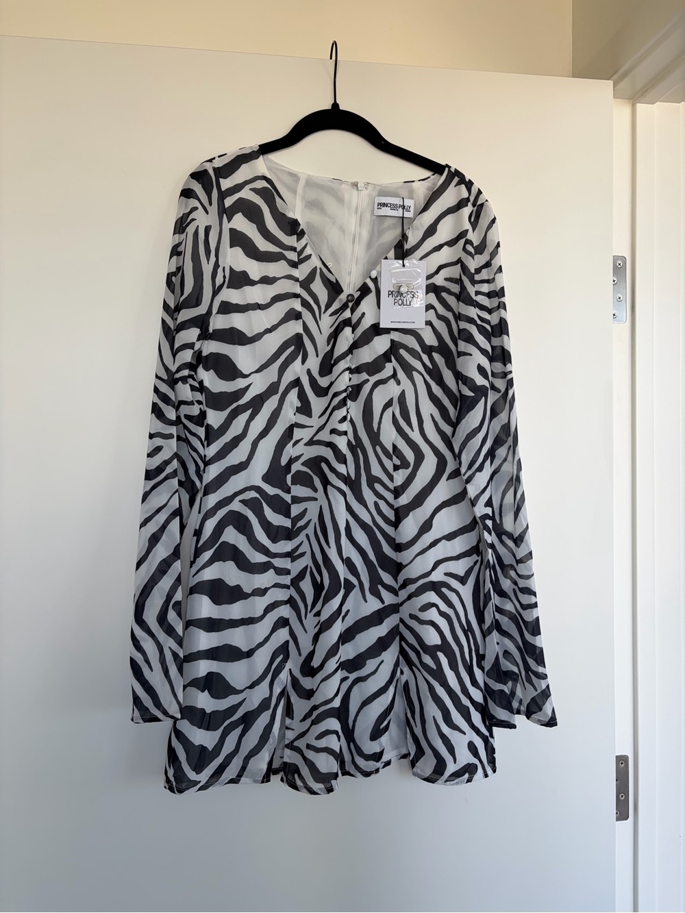 Princess Polly Black and White Long Sleeve Zebra Print Dress